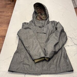 Women's Gray Hooded Ski Jacket